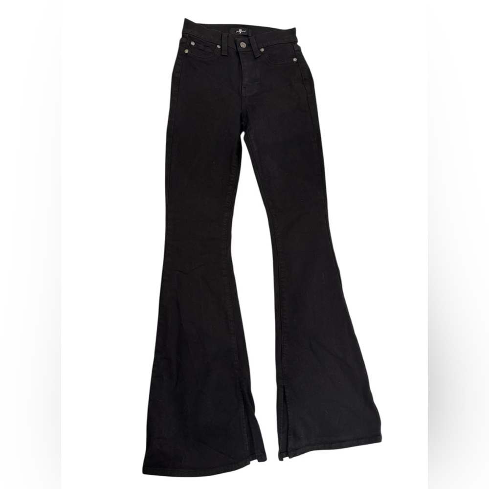 7 for all mankind Black Flared Jeans Size 24 have some stretch split bottoms